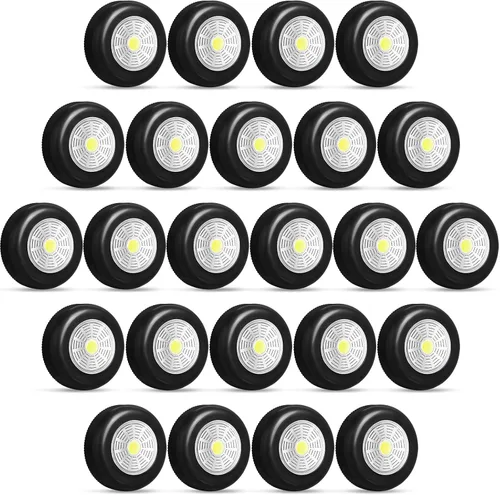 Miniatura 8 de Macarrie Paquete de 24 luces de disco con toque de presión, mini luz nocturna LED inalámbrica táctil de 2.68 pulgadas, 60 lúmenes, funciona