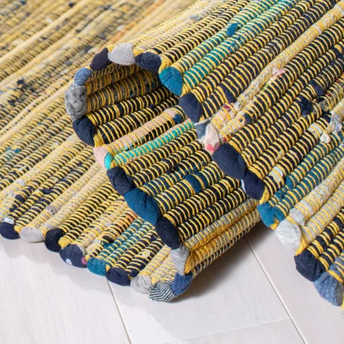 Miniatura 6 de Safavieh Rag Collection RAR127B - Alfombra de algodón tejida a mano, color azul y multicolor, Algodón, Amarillo/Multi