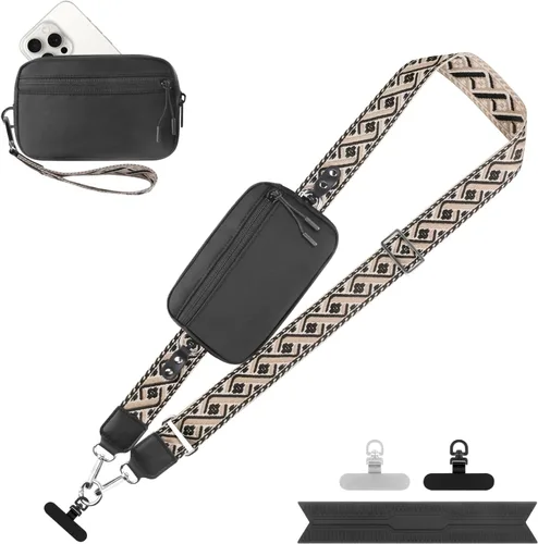 Miniatura 14 de YFWE Correa de clip and go para teléfono con cartera cruzada, cordón ajustable para teléfono con cartera RFID desmontable, correa universal