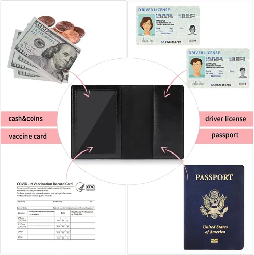 Miniatura 4 de BULFULL Soporte para pasaporte, bolsa de viaje para el cuello, bolsa de viaje con bloqueo RFID, cartera de cuello de viaje de múltiples vías