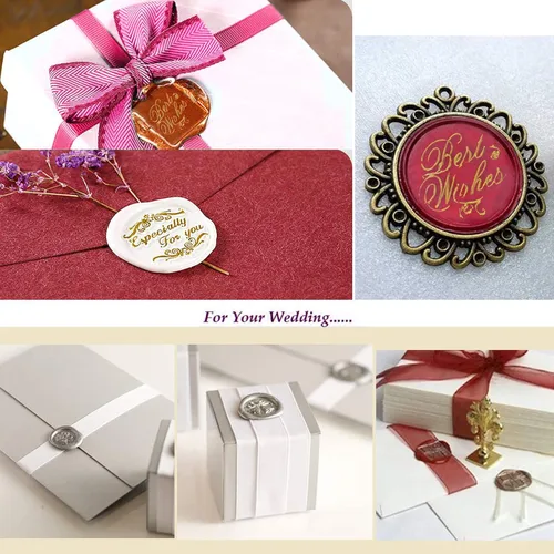 Miniatura 7 de YIPLED Kit de cera de sellado, 310 piezas con cuentas, 2 bolígrafos, calentador, cuchara de sello y velas para sellado de cartas, sobres