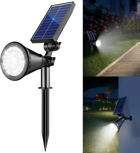 Luces solares para exteriores impermeables, 36 LEDs 1000LM Focos solares ajustables para exteriores, iluminación de paisaje 2 en 1 alimentada por