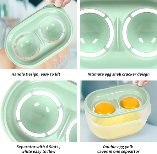 Miniatura 3 de Separador de clara de huevo con batidor de huevos, separador de huevos para huevo crudo, caja de almacenamiento de filtro de clara de huevo, Azul