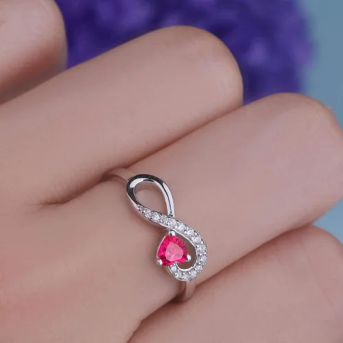 Miniatura 18 de Anillo Jo Wisdomo de compromiso. de plata esterlina, con corazón e infinito, anillo de amistad, para ella