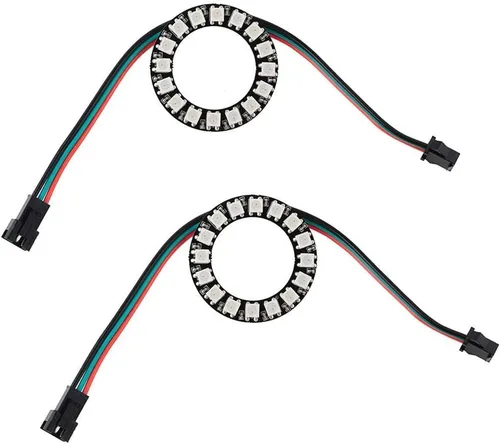 2 unids 16 bits WS2812 5050 RGB LED anillo lámpara luz etapa luz con controlador de anillo RGB integrado a todo color para Arduino Raspberry Pi ESP32