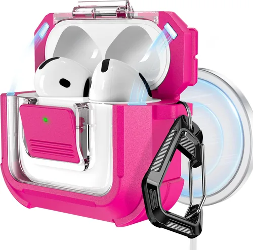 Miniatura 12 de RFUNGUANGO Funda para AirPods Pro 2, compatible con AirPods Pro de 2ª/1ª generación, compatible con MagSafe, bloqueo automático magnético con kit