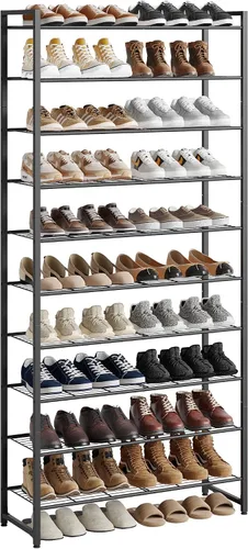 Miniatura 8 de Nunsino Zapatero de metal, organizador de zapatos de garaje de 6 niveles, con capacidad máxima para 30 pares, estante de almacenamiento de zapatos