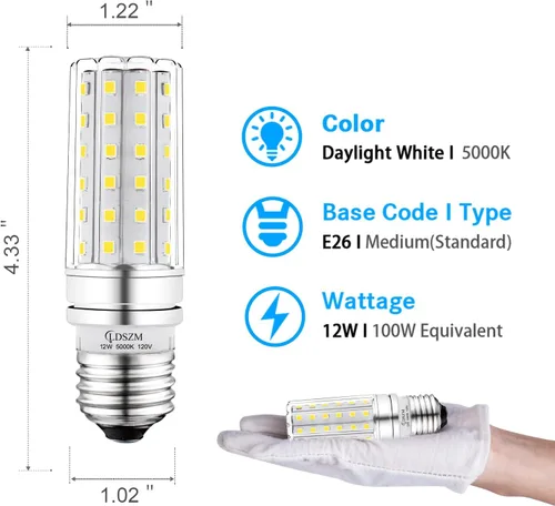 Miniatura 2 de Bombilla LED equivalente a 100 W, 1200 lúmenes, 5000 K, luz blanca fría, 12 W, bombilla LED súper brillante, base E26, no regulable, bombillas