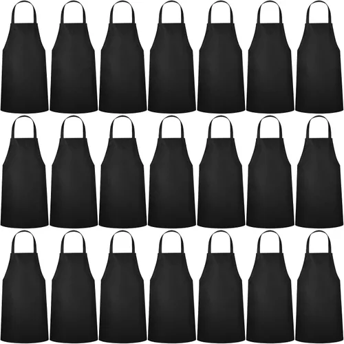 Paquete de 24 delantales con peto, delantales unisex, sin bolsillo, lavables a máquina, delantales lisos para mujeres, hombres, cocineros, cocina,