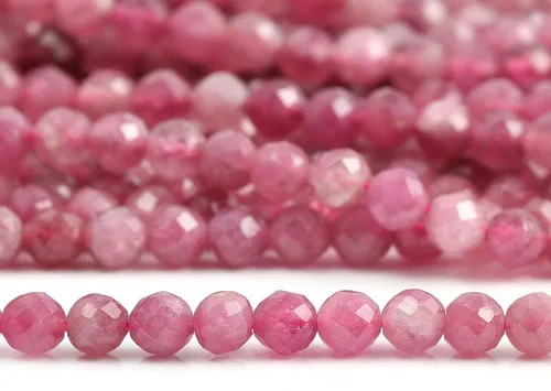 Miniatura 4 de Cuentas de piedra natural de turmalina rosa, cuentas sueltas facetadas para hacer joyas, collares, aretes, anillo, 1 hebra/paquete de 15 pulgadas