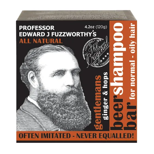 Professor Fuzzworthy's Gentlemans BEER - Barra de champú para barba y cabello normal, seco y graso | PERFUMADO con aceites completamente naturales
