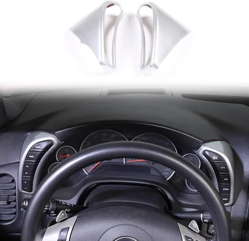 Miniatura 10 de Cubierta de botón de salpicadero Compatible con Chevy Corvette C6 2005-2013, marco de borde del velocímetro Cubierta de ribete de accesorios Rojo