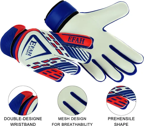 Miniatura 2 de Guantes de portero de fútbol para niños y jóvenes, guantes de portero de fútbol con agarres fuertes Azul/Blanco
