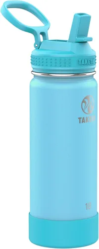 Miniatura 16 de Takeya Actives Kids - Botella de agua que brilla en la oscuridad con tapa con popote, botella de acero inoxidable con tapa sin BPA, reutilizable