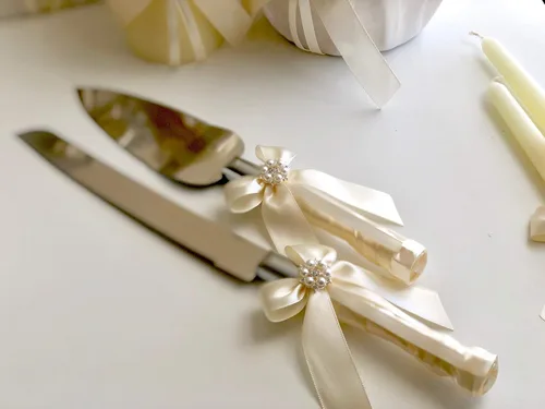 Miniatura 15 de Juego de servir pastel, juego de servidor de pastel de boda, cuchillo de boda y juego de servidor Azul marino