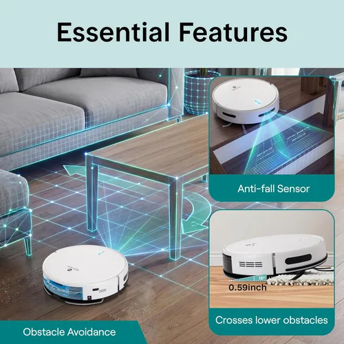 Miniatura 7 de SereneLife - Robot aspirador inteligente y trapeador, edición Pro con batería mejorada, succión extrema, tanque de agua interno - control por