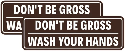 Miniatura 55 de Letrero estándar para puerta o pared, diseño de "Don't Be Gross ("Wash Your Hands"), color negro, mediano