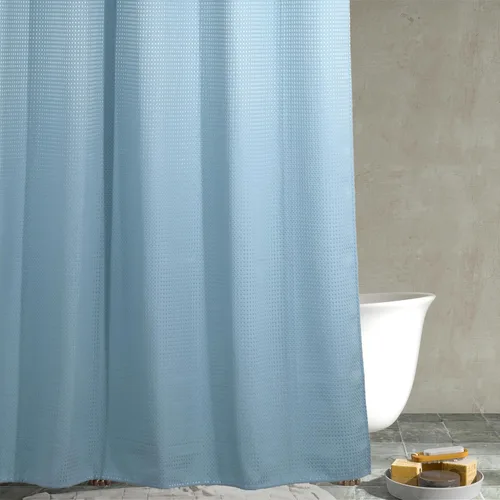 Miniatura 15 de Cortina de ducha negra con tejido de gofre: cortinas de ducha de tela texturizada resistente para baño, repelente al agua, 256 GSM, cortina de baño