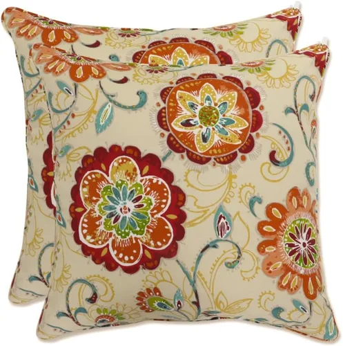 Miniatura 53 de Pillow Perfect - Cojines decorativos florales brillantes para interiores/exteriores, 2 unidades, lumbar - 11.5 x 18.5 pulgadas, verde/rojo Zoe