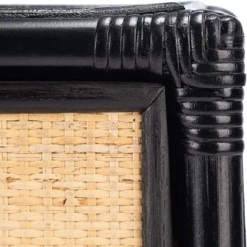 Miniatura 4 de SAFAVIEH Home Collection - Mesita de noche Roya negra y natural con cajón y estante, mesa de acento costera, marco estilo bambú y cajón de ratán