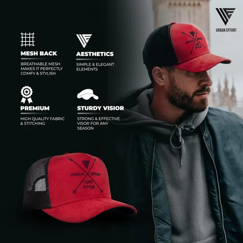 Miniatura 32 de Urban Effort Gorra trasera de malla, para hombres y mujeres, gorra de béisbol de 5 paneles, gran cierre a presión para caza y senderismo
