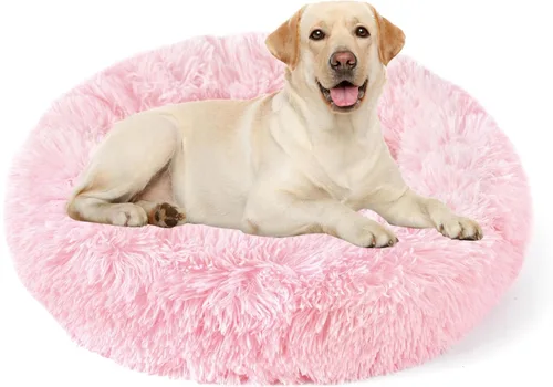 Miniatura 15 de NOYAL Cama Calmante en Forma de Rosquilla para Perros Pequeños a Medianos y Gatos - Cama para Mascotas de Felpa de Piel Sintética Anti-Ansiedad