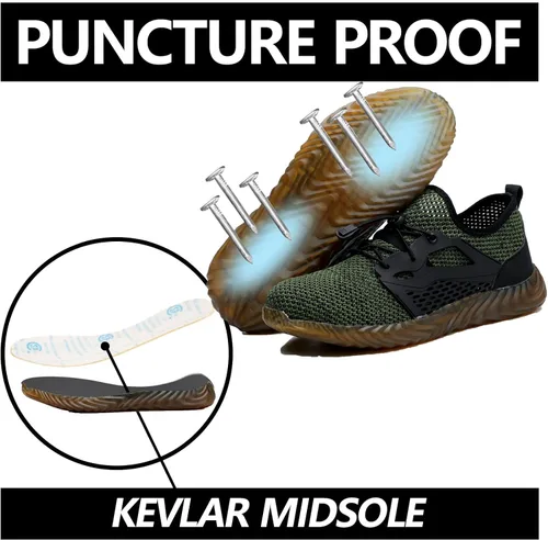 Miniatura 25 de SUADEX Zapatos deportivos con punta de acero para hombres y mujeres, indestructibles, ligeros, cómodos, antideslizantes, puntera compuesta