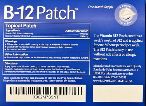 Miniatura 6 de Vita Sciences Parche de vitamina B12, fórmula extra fuerte para hombres y mujeres, suministro de 1 mes. Aumenta la energía, la concentración