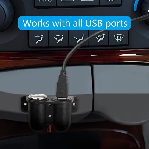 Miniatura 3 de Enchufe USB para encendedor de cigarrillos de 12 V, doble salida USB con cubierta para encendedor y cable, para automóvil, camión, RV, teléfono, etc