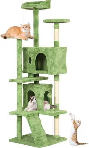 Miniatura 22 de BestPet Torre para Gatos de 54" Beige Resistente, Fácil de Ensamblar, Centro de Actividades Multinivel con Postes Rascadores de Sisal, Condos