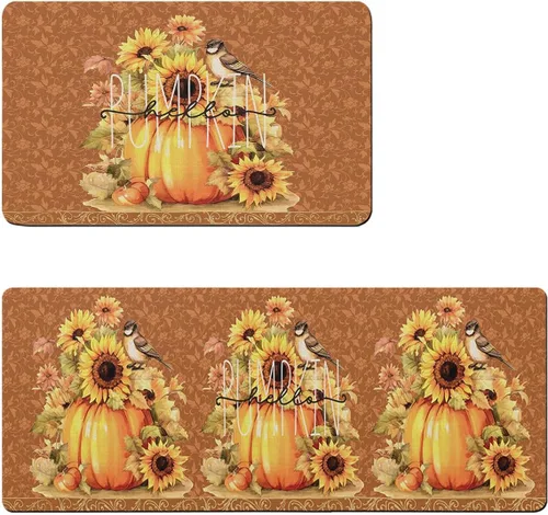 Miniatura 6 de Tapete de baño retro con diseño de calabaza para bañera, antideslizante, secado rápido y absorbente, tierra de diatomeas, fregadero de cocina