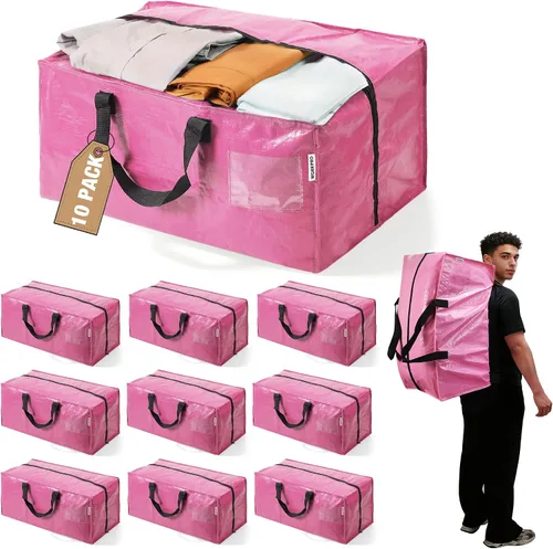 Miniatura 28 de WORKPRO 1 paquete de bolsas de mudanza extra grandes con cremalleras y asas de transporte, correas de mochila, bolsa de almacenamiento resistente