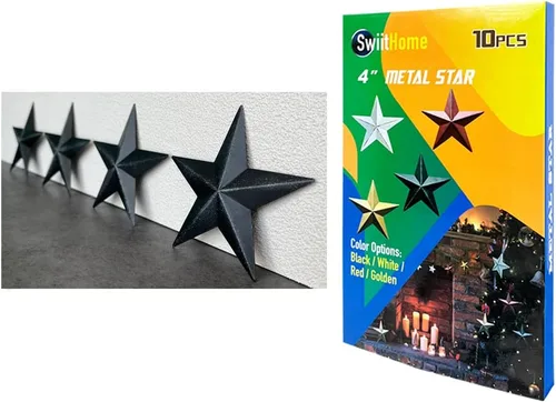 Estrella de metal de 4 pulgadas, estrella de granero para decoración del hogar, decoración de pared colgante para casa, arte de pared vintage de