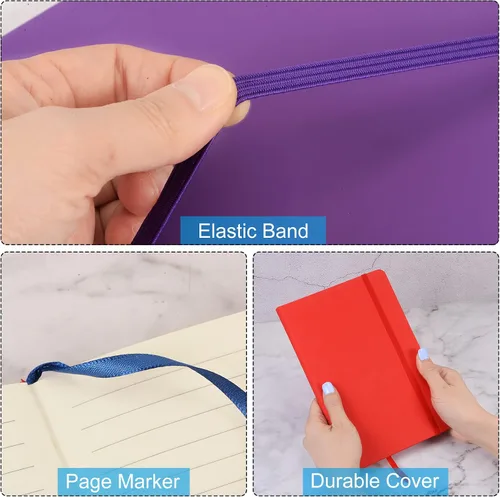 Miniatura 6 de PATIKIL Cuaderno rayado A5, 160 páginas, papel rayado grueso de 2.82 oz/m², 8.3 x 5.7 pulgadas, tapa dura, para trabajo y escritura, color negro