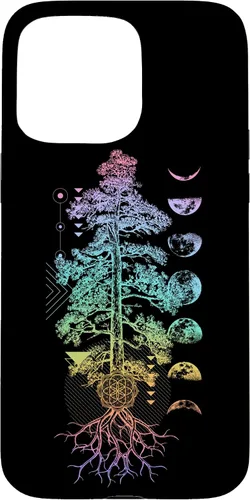 Miniatura 30 de iPhone 11 Pro Max Árbol de la Vida Fases de la Luna Yoga Chakra Estuche de Regalo