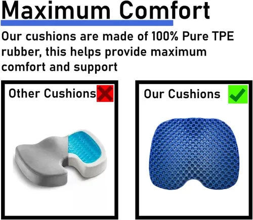 Miniatura 4 de Cojín de asiento de TPU de gel azul — Cojín grande contorneado de gel refrescante de panal para sentarse por mucho tiempo, alivio de presión