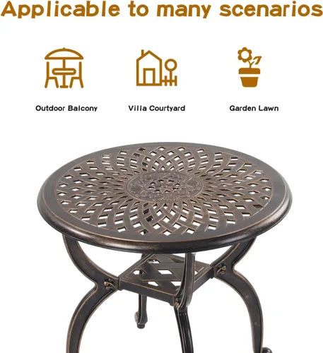 Miniatura 5 de YKSY&YKSY Jardin DE CENTENNAIL - Juego de muebles de jardín de 3 piezas para exteriores, de aluminio fundido, resistente al óxido, diseño