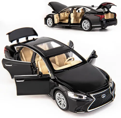Miniatura 4 de BDTCTK 1/32 compatible con el modelo Lexus Ls500h, auto de juguete de aleación de zinc con sonido y luz para regalo de niños y niñas (negro)