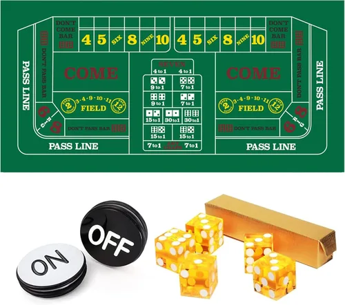 Miniatura 8 de GSE Games & Sports Expert Juego de mesa de dados de casino. Incluye un fieltro de diseño de dados, 5 dados de casino y un botón de poker de dados