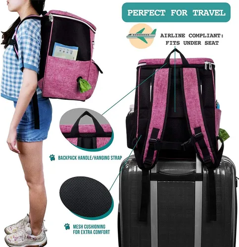 Miniatura 5 de PetAmi - Bolsa de viaje para perros con mochila, bolsas para perros aprobadas por aerolíneas para viajar, bolsa de pañales para cachorros