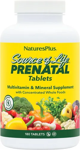 Miniatura 7 de NaturesPlus Source of Life Prenatal - 90 tabletas - Suplemento multivitamínico y mineral con hierro - Apoyo nutricional para el embarazo - Sin
