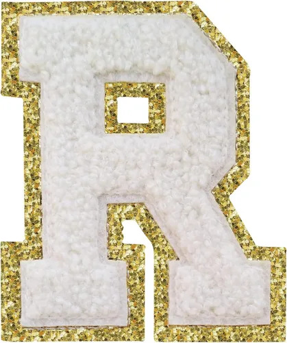 Miniatura 168 de Parches de letras termo-adhesivas de felpilla para chaquetas, parches de letras universitarias con brillantina para planchar en la letra azul A