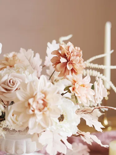 Miniatura 4 de MISSPIN Juego de flores artificiales para bricolaje, ramo de rosas falsas, flores para novia, boda, centro de mesa, decoración de mesa, bohemio