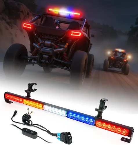 Miniatura 10 de Barra de luz LED estroboscópica de 30 pulgadas para UTV con soporte de montaje para jaula de protección de 1.75"-2" Luz de persecución trasera