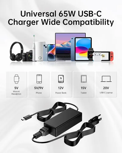 Miniatura 5 de WUKUR Cargador de 65 W para NOCO UltraSafe Jump Starter compatible con NOCO Boost X GBX45 GBX55 GBX75 GBX155 y Boost Air AX65 UltraSafe Cable Negro