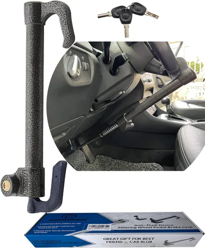 Miniatura 8 de Dispositivo antirrobo para volante de automóvil, bloqueo de freno de pedal de volante, doble gancho retráctil, productos de seguridad