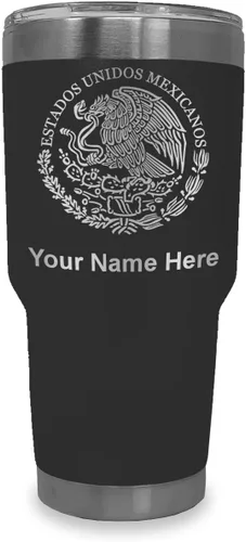 Miniatura 30 de LaserGram Vaso aislado al vacío de 20 onzas, bandera de México, grabado personalizado incluido (gris)