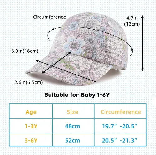 Miniatura 81 de Peecabe Gorra de béisbol para niños pequeños, unisex, de algodón, ajustable, para bebés, niños, gorra de béisbol para niñas de 1 a 5 años