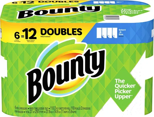 Bounty® Select-A-Size® Toallas de papel de 2 capas, 83 hojas por rollo, paquete de 8 rollos