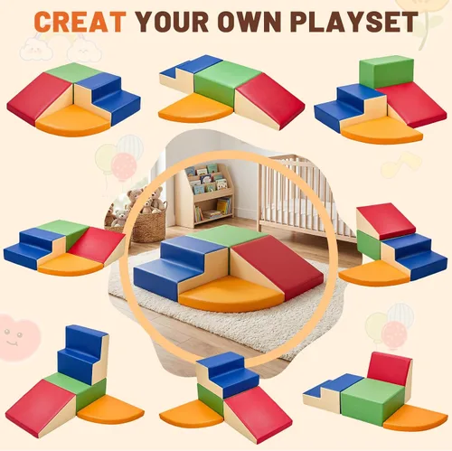 Miniatura 7 de TODIBY Juguetes de Escalada de 4 Piezas para Niños Pequeños (Tamaño XL): Cuero PU - Juego Suave de Escalada para Niños Pequeños - Bloques